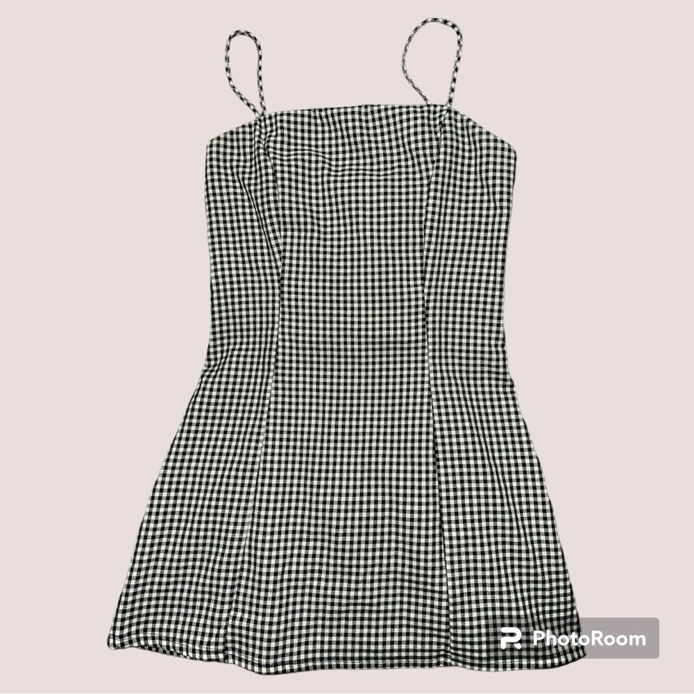 Black & White Plaid Mini Dress